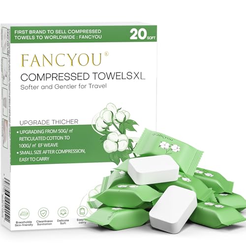 Fancyou Compressed Towel Tablets - 20 Eco-Friendly Disposable Washcloths