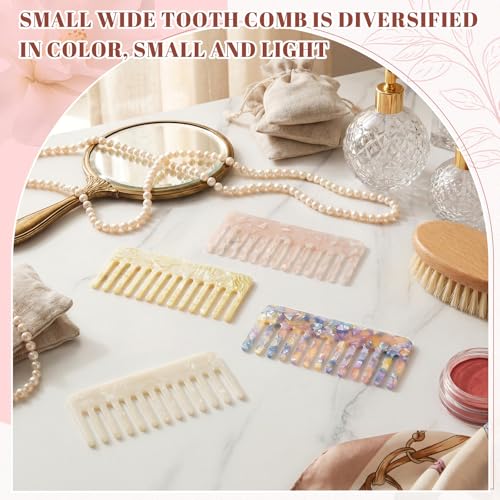 Patelai Mini Wide Tooth Comb Set - Light Colors, Square Design for Thick Curly Hair