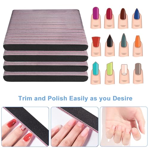 100 Pcs Professional Black Nail Files 100/180 Grit Double Sided