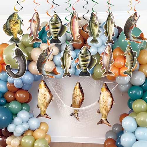 Fishing Theme Birthday Party Decorations - 18 Pre-Strung Swirls