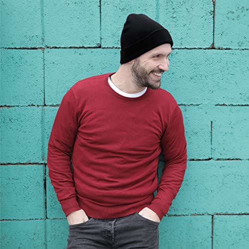 Rosoz Beanie for Men Women Navy Blue - Cuffed Knit Hat Unisex Winter Cap