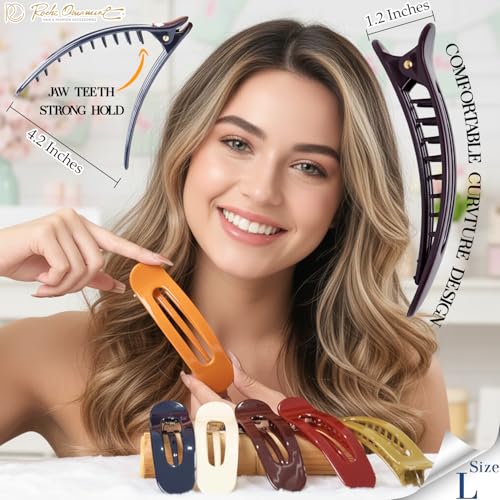 RC ROCHE 6-Piece Flat Claw Clips for Thick Hair, No-Slip Hair Accessories