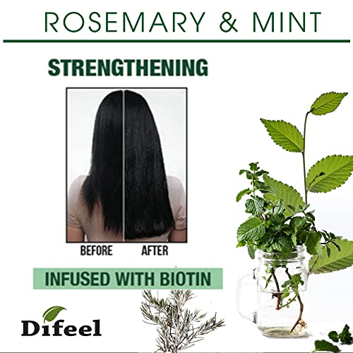 Difeel Rosemary Mint Strengthening Shampoo with Biotin - Natural Hair Growth 12oz