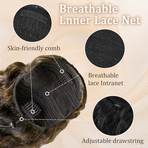 16in Curly Drawstring Ponytail Extension for Black Women - T1B/27