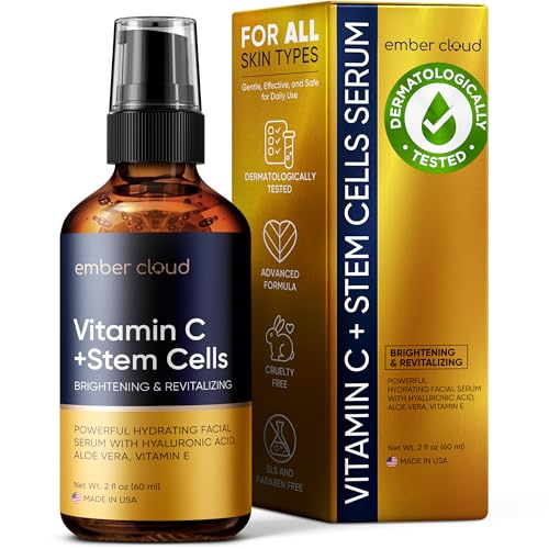 Vitamin C Serum with Hyaluronic Acid & Stem Cells - 2 Oz Anti-Aging Face Serum