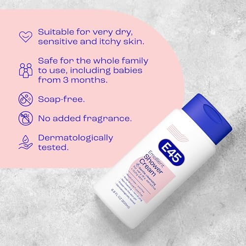 E45 Emollient Shower Cream - Sensitive Skin Body Wash, 6.8 fl oz (Pack of 1)