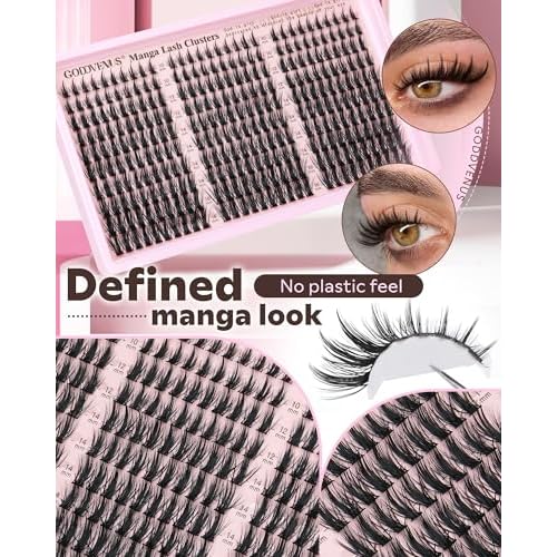 Goddvenus Manga Lash Clusters Kit Natural 300 Pcs Cluster Eyelash Extensions Kit Wispy Fairy Fluffy Eyelash Clusters Anime Cosplay Individual Lash Extensions Kit CC Curve 10-16mm