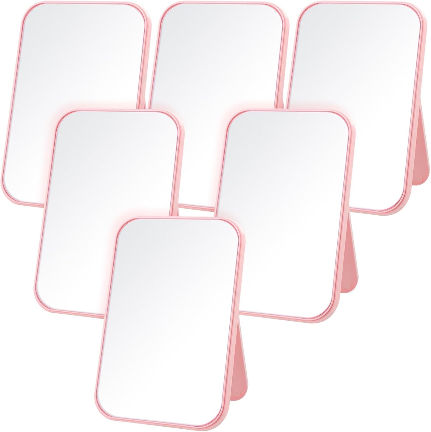 DoubleFill 6 Pcs Spa Party Mirror Set - Makeup Mirrors for Sleepover Favors | Pink