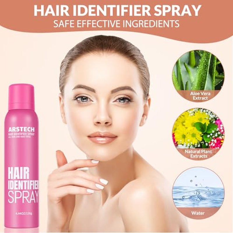 Hair Identifier Spray for Face Shaving Dermaplaning Tool 2 Pack Skin Body Dermaplaning Spray for Women with 8 Face Razor for Face Shaver Hair Removal Kit Excess Hair Dermaplane Razor for Women Face