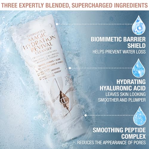 Charlotte Tilbury Magic Hydration Revival Facial Cleanser 1.05 Fl Oz - Gentle Foaming Face Wash for Hydration & Makeup Removal