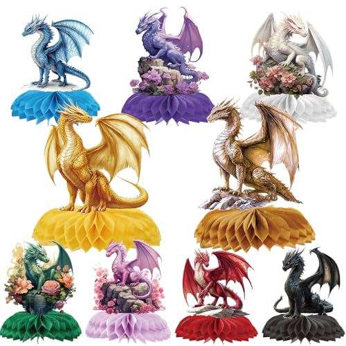 Dragon Honeycomb Centerpieces - 9 PCS Colorful Birthday Decorations