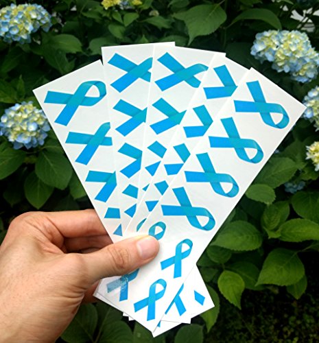 Blue Ribbon Temporary Tattoos for Prostate Cancer & Heart Disease Awareness - 40 Pack