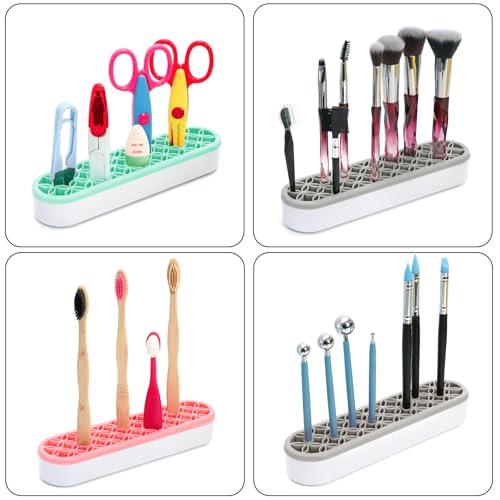 Elsjoy 3-Pack Silicone Makeup Brush & Tool Organizer Set