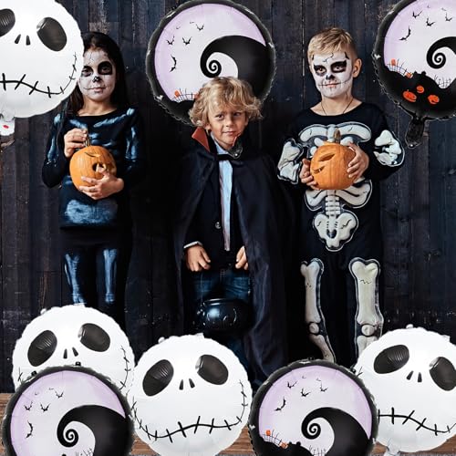 16Pcs Halloween Skull Balloons - Foil Decorations for Parties