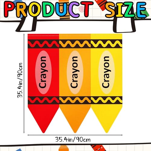 Colorful Crayon Classroom Curtains - 12Pcs Crayon-Shaped Flags