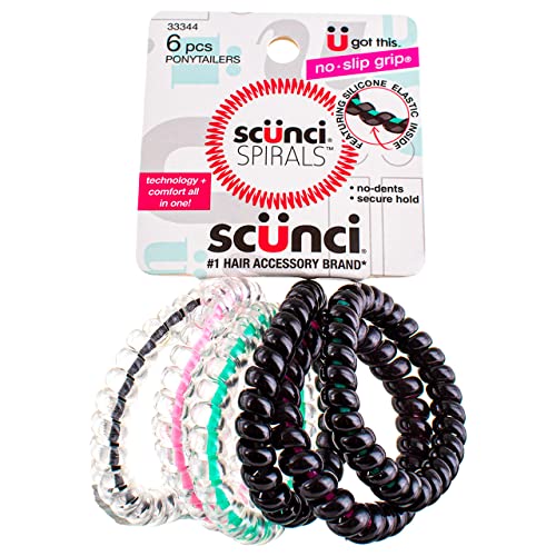 Scunci Spiral Ponytail Holders with Inner Core - 24 Pack