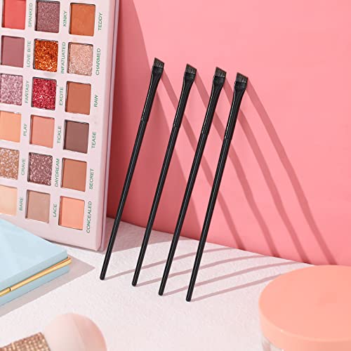 Angled Eyeliner & Eyebrow Brush Set - 12pcs Assorted Flat Tapered Brushes