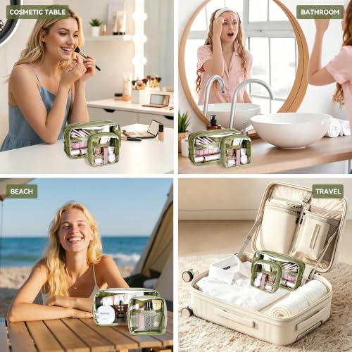 2-Piece Clear Makeup Bag Set - Waterproof PVC Travel Toiletry Organizer