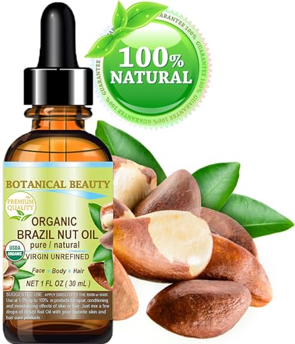 Organic Brazil Nut Oil 1 Fl Oz - 100% Pure & Unrefined for Face, Skin, Hair