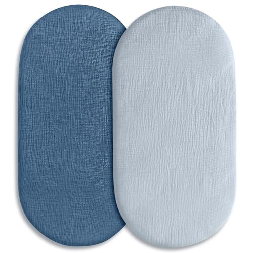 Muslin Cotton Bassinet Sheets 2-Pack | Soft, Breathable & Snug Fit