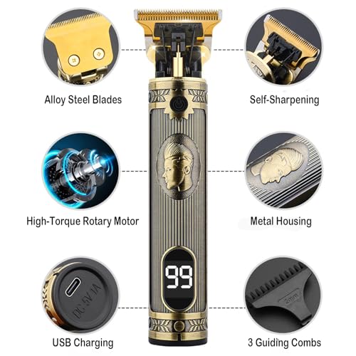 VanEdwin Bronze Professional Men's Hair & Beard Trimmer, Cordless Zero Gap T-Blade