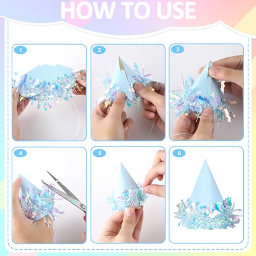 24 Pcs Iridescent Pastel Mini Party Hats for Dogs & Cats