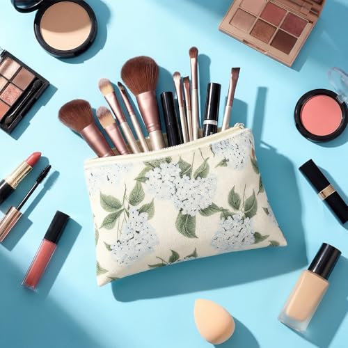 12 Pcs Floral Bow Makeup Bags - Vintage Aesthetic Canvas Toiletry Pouches