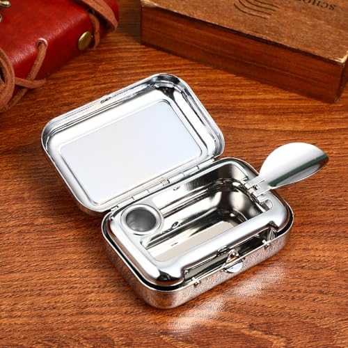 Garneck Portable Stainless Steel Ashtray with Lid - Compact Car Use