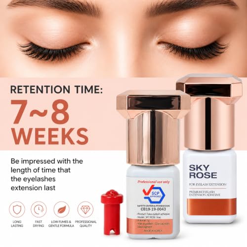 Sky Rose Eyelash Extension Glue - 5ml, Fast Drying 0.5s, 6-8 Weeks Retention