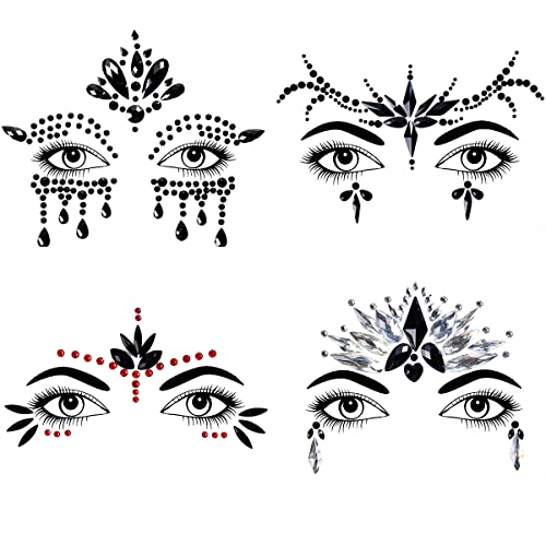 Bowitzki Black-B Halloween Face Jewels Set Women Mermaid Rhinestone Face Gems