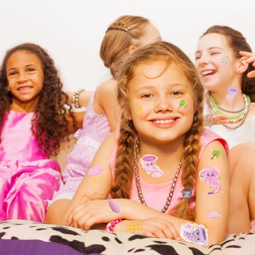 Pink Tornado Temporary Tattoos for Kids - 6 Sheets, Waterproof & Safe Party Favors