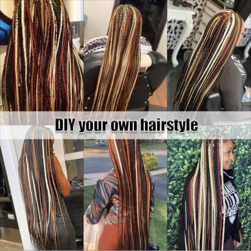 Pre-Stretched Braiding Hair 26 Inch - Honey Blonde/Ginger/Brown (Pack of 8)