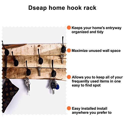 Heavy-Duty Wall Mounted Coat Hooks - Pack of 10, Black Metal