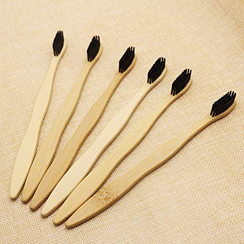 N-amboo Bamboo Toothbrush Set - Eco-Friendly, Hard Bristles, Pack of 6