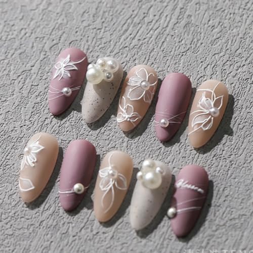 5D Embossed White Flower Nail Art Stickers - Self-Adhesive Decals