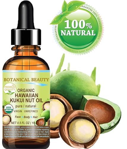 Botanical Beauty Organic Kukui Nut Oil - 100% Pure Cold-Pressed for Skin, Hair & Body