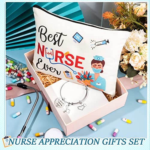 8-Piece Nurse Appreciation Gift Set: Canvas Makeup Bags & Bracelets