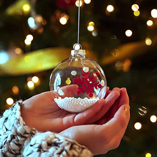 10 Pack Clear Plastic Refillable Christmas Ornaments - 3.15 Inch DIY Decoration Balls