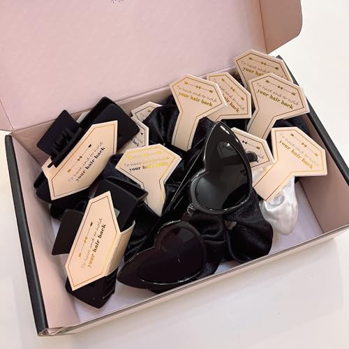 Tethzeng 18pcs Dark Black Bridesmaid & Bachelorette Hair Accessories Gift Set