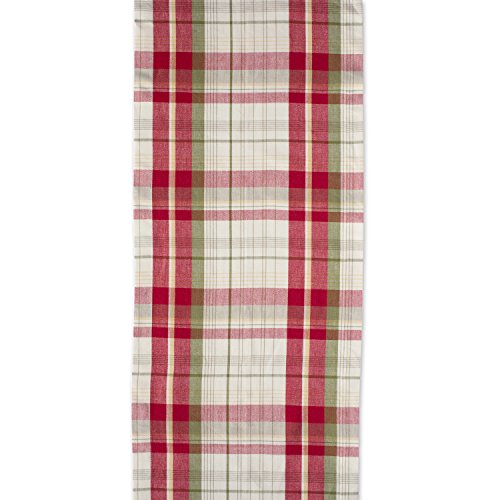 DII Orchard Plaid Table Runner - 14x72 inches, Taupe/Red