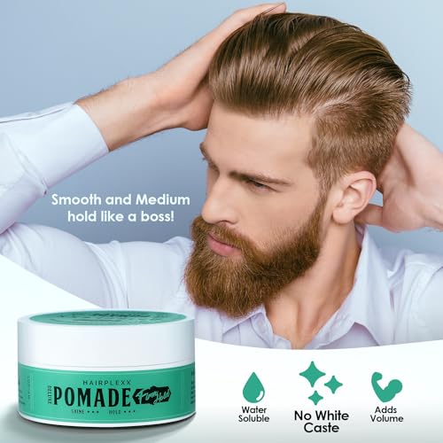 Hairplexx Shine Pomade for Men & Women - 2.7 Fl Oz Travel Pack, Strong Hold & Natural Matte Finish