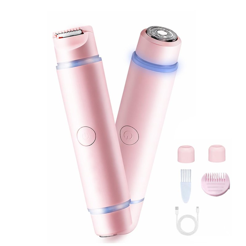 2026 New Bikini 2-in-1 Trimmer Electric Razor with Built-in LED Lights & Adjustable Cutter Head, Cleaning Brush，Fast USB Charge for Sensitive Skin Shaver for Body, Legs, Underarm,Complete Gift Set