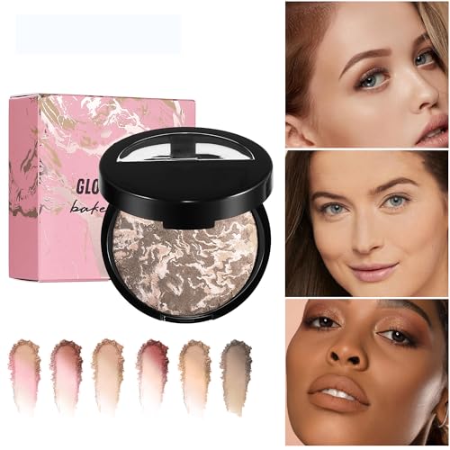 AKARY Baked Powder Foundation - Oil Control, Buildable Coverage, 03 Light Beige