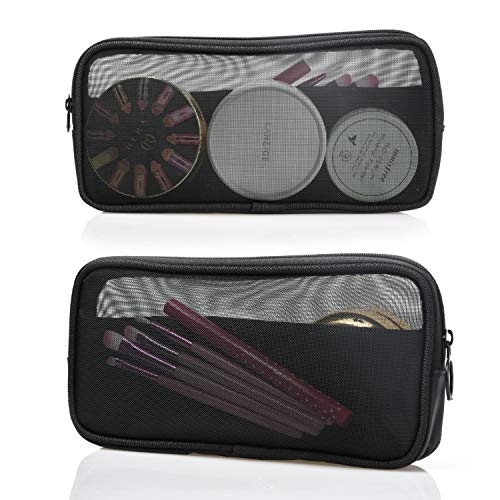 Patu Medium Mesh Travel Toiletry Bag Set of 2 - Black