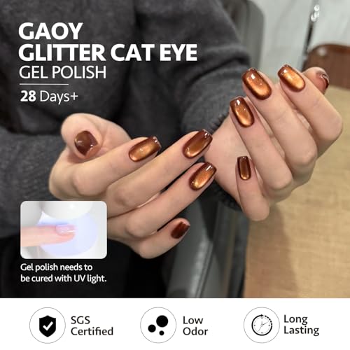 GAOY Antique Beauty Glitter Cat Eye Gel Nail Polish Set - 6 Colors