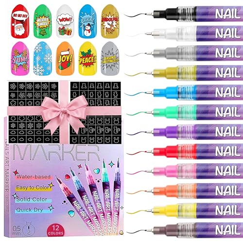 FSTGIA 12 Colors Nail Art Pens Set - Quick Dry Acrylic Markers (FBA)
