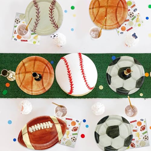 40Pcs Sports Birthday Party Plates Set - Football, Soccer, Basketball & Baseball