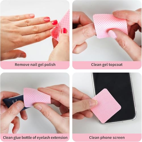 600 PCS Lint Free Nail Wipes & Pump Dispenser for Nail Care