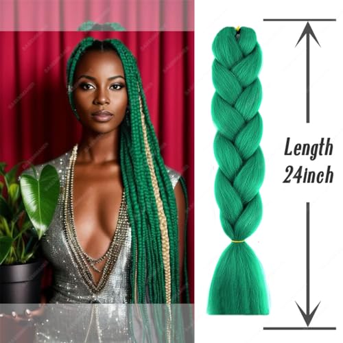 BASEMMAHER Red Green Ombre Jumbo Braiding Hair Extensions Small 24 Inch Synthetic Fiber