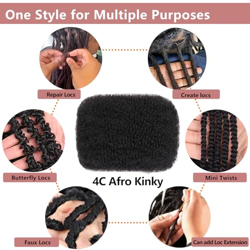 XTREND Natural Black 20 Inch Afro Kinky Curly Braiding Hair Bulk 5 Bundles for Dreadlocks & Micro Twists